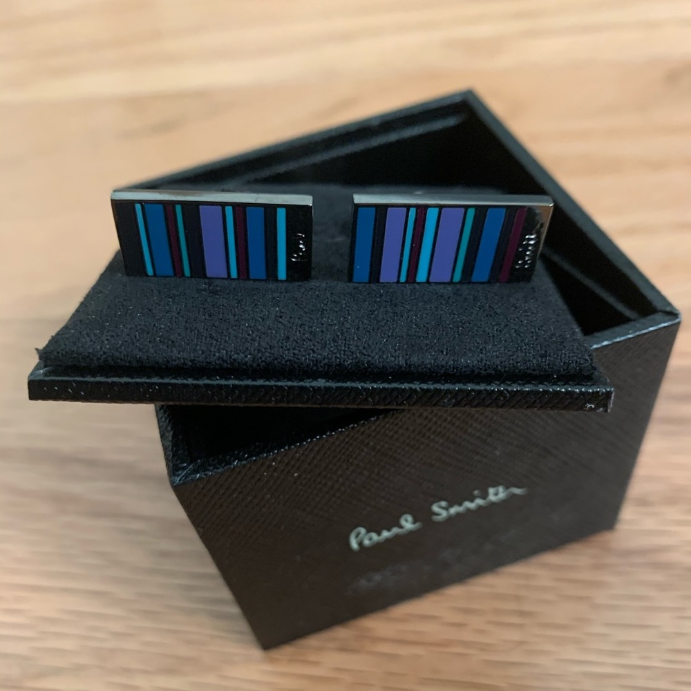 Paul Smith Stripe Cufflinks - Rare Gunmetal Color